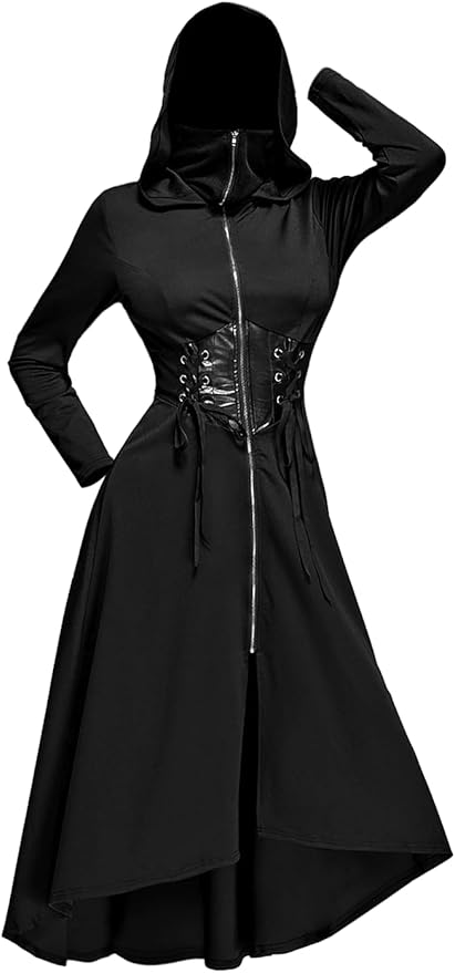 Rosegal Plus Size Gothic Hooded Top Asymmetrical Long Sleeve