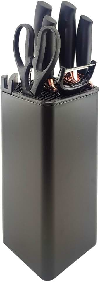 Jogo De Facas Kit Cozinha 8 Peças Cepo Faqueiro Com Afiador