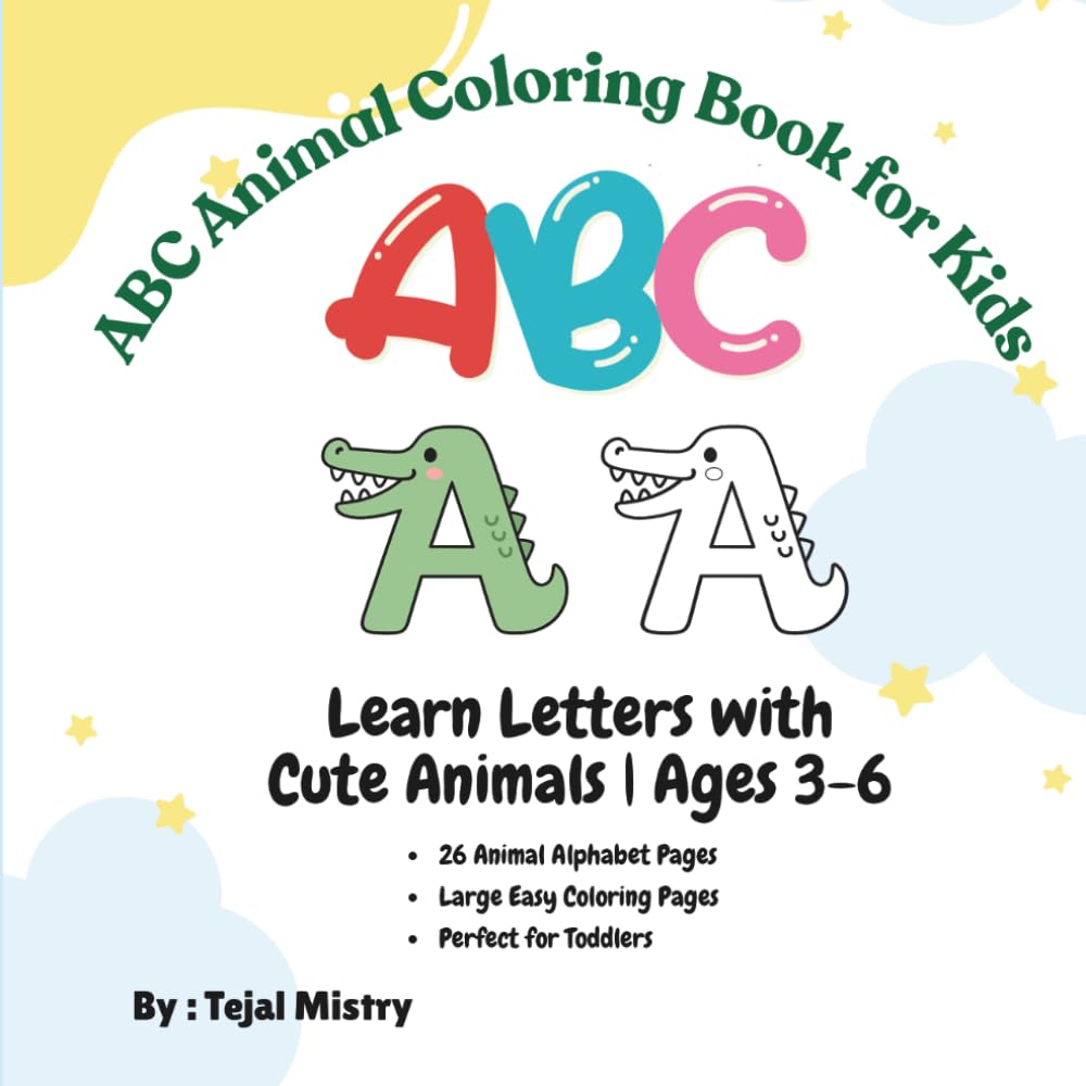 ABCD Animal Coloring Book for Kids: Learn the Alphabet with Cute Animals | Fun and Easy Coloring Pages for Toddlers and Preschool Kids Ages 3-6