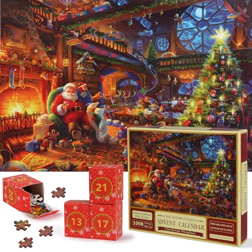 Puzzle Adventskalender 2024 für Kinder und Erwachsene - 1008 Teile Puzzle...