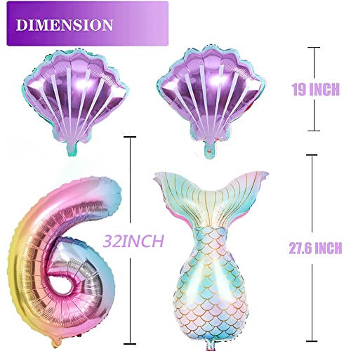 Mermaid Birthday Decoration Mermaid Balloons Kit Sea Balloon Mermaid Foil Balloon Mermaid Tail Balloons For Girls Mermaid Party (Number 6) #TOP2
