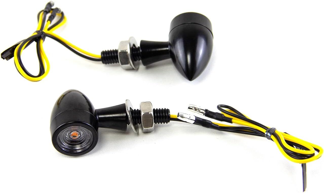 SENBEDER Mini Bullet Motorcycle Turn Signals - Waterproof LED Blinker Lights, 12V Universal Front and Rear Indicators for Harley, Dirt Bike, Yamaha, Honda, Cafe Racer, Cruiser - Amber Light (4)