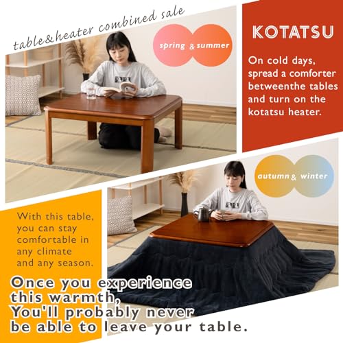 パレットライフ PaletteLife Japanese Heated Table (41x29in- Wooden Chabudai Furniture with 120V Electric Heater - Low-Lying Dining and Work Desk with Temperature Control Knob Casual kotatsu - Thumbnail 5
