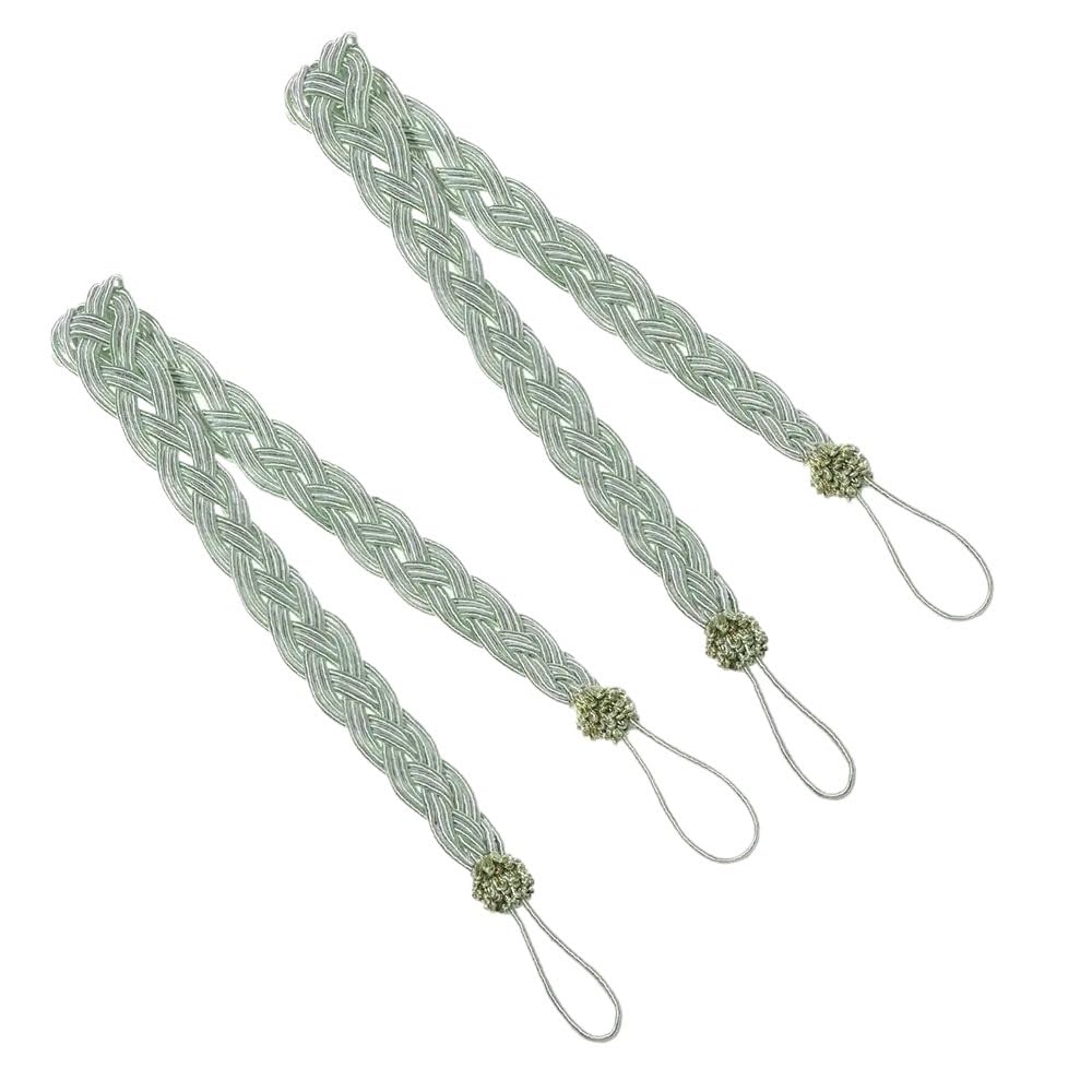 Practical Modern Simple Tie Backs Curtain Holder Rope Satin Voile Strap Braided Tiebacks(Blue)