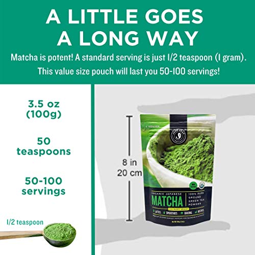Jade Leaf Matcha Culinary + Ceremonial Matcha Bundle - Organic Matcha Green Tea Powder Culinary Pouch (100G) And Ceremonial Pouch (30G) #TOP3