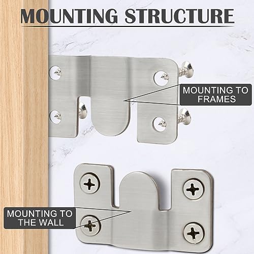Image of 10Pcs Flush Mount Bracket Stainless Steel Sectional Interlocking Furniture Connector Z Clip Bracket Heavy Duty Photo Frame Hook (Large,5.5CM)