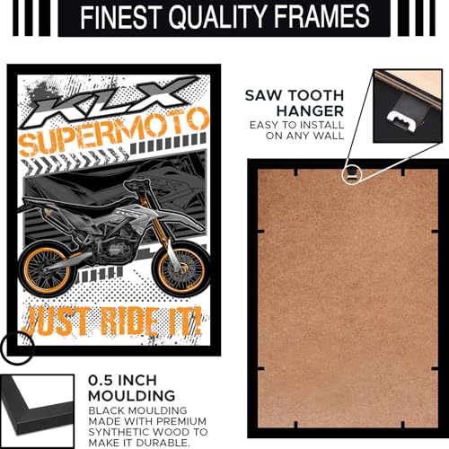 Image of BLINKART Kawasaki KLX CarFramed Posters Gift Items Boys Room Wall Decoration Bedroom Office Studio Synthetic Wood Frame & Acrylic Glass Ready to Hang - 18x12 Inch, (A4 Size) - CAR-142