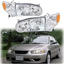 TO2502133 TO2503133 Clear Lens Driver and Passenger Side Headlamps Headlight Assembly Replacement for 2001-2002 Corolla with Corner Signal Lamp