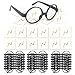 YoHold Wizard Glasses with Round Frame No Lenses and Lightning Bolt Tattoos for Kids Wizard, Halloween, St Patrick's Day Costume Party, 24 Pack of Each, Black