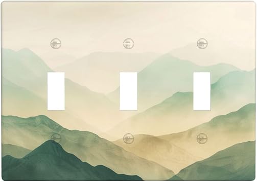 Pastel Mountains In Soft Tones Minimalist Light Switch Covers 3 Gang Triple Toggle Wall Plate Switchplate Electrical Faceplate For Bathroom Kitchen Bedroom Decor
