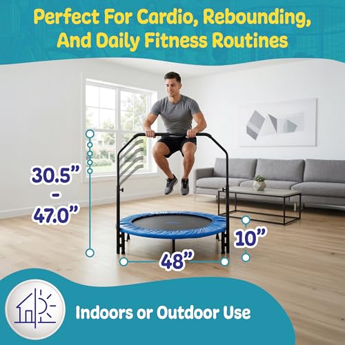 Image of Machrus Upper Bounce Mini Rebounder Trampoline for Adults and Kids, Exercise, Indoor Fitness, Foldable Round Jumping Exerciser, Supports up to 220 lbs