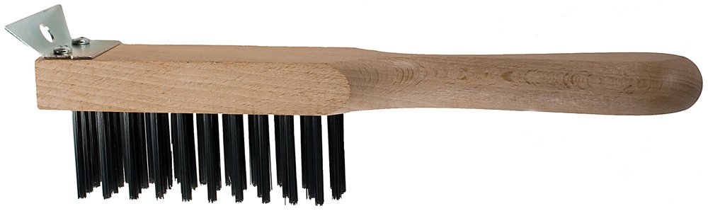 PFERD 85071 Heavy Duty Scratch Brush with Scraper, .012 Carbon Steel, 4 x 11 Wire Rows, 11" Length x 1-5/8" Width Block Size (Pack of 12)