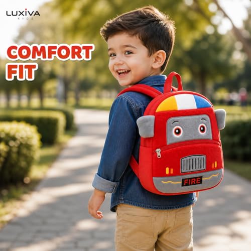 Image of Cartoon Plush Kids School Bag 2-6 Years | Soft Toy Backpack for Boys & Girls | Toddler Nursery Preschool Bag | Lightweight Adjustable Straps
