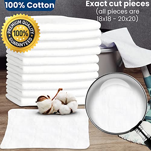 Nabob Wipers New Premium White T-Shirt Knit Rags, Exact Cut Pieces - 100% Cotton, Cloth Rags, Excellent For General Cleaning, Spills, Home, Staining, Polishing, Bar Mop (White Knit, 1Lb Bag) #TOP4