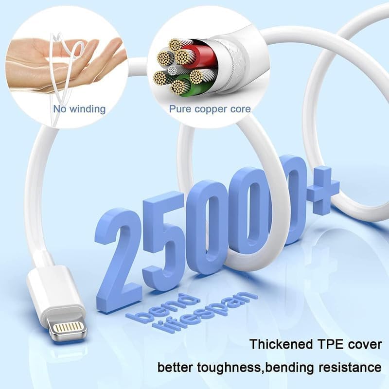 Miniatura 6 de Cargador rápido para iPhone, certificado Apple MFi Cargador de iPhone de carga rápida Apple Wall Charger Block de 6 pies USB C Cable Lightning Cable