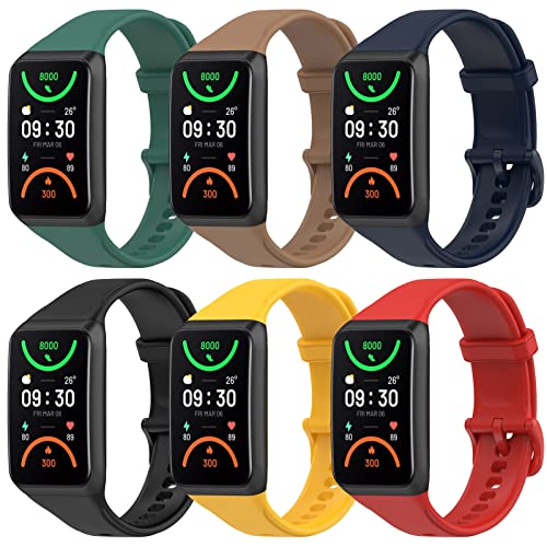 FitTurn Watch Bands Compatible with Oppo band 2 Women/Man Replacement Silicone Wristbands Strap Bands Adjustable Quick Release Accessories with Metal Button for Oppo band 2 (SixColors-B)