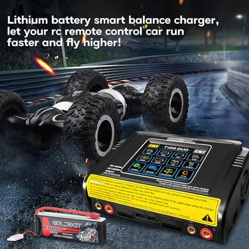 Dual Channel RC Lipo Battery Charger with Touchscreen LCD &ndash; 200W AC/400W DC, 12A&times;2 Fast Charging, Smart Balance Charger for LiPo/LiHV/Life/Pb/NiCd/NiMH/Smart Batteries (1S-6S)