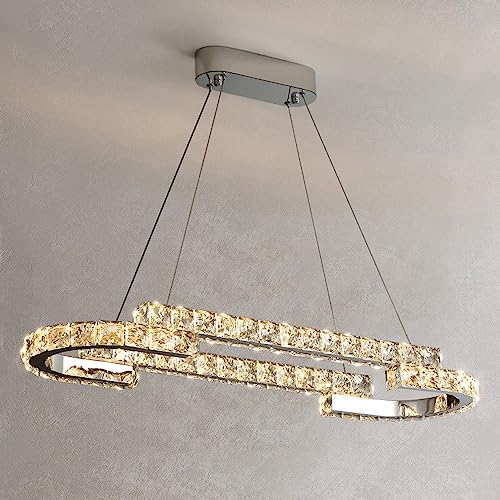 Lustre rectangulaire en cristal pour salle à manger résolvant le manque de luminosité 36W