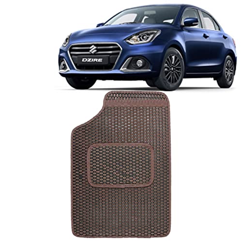 Image of Kingsway Dotted Design Car Floor Foot Mats Universal Fit for Maruti Suzuki Swift Dzire, Model Year : 2020 Onwards, Water and Dustproof, Color Brown, Set of 5 Pieces