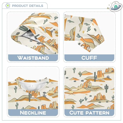 JUNZAN Retro Western Cactus Desert Little Kids Hooded Sweatshirt Crewneck Kids Pullover Hoodie Party 4T3