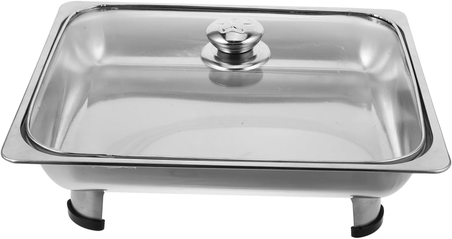 Stainless Steel Dining Stove Buffet Food Holder Chafing Dish for Buffet Food Plate for Buffet Food Server Buffet Server Tray Buffet Warming Tray Buffet Foods Holder Glass Silver