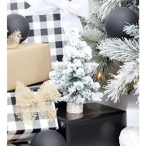 Auldhome Mini Christmas Trees (3-Pack, 8-Inch, Flocked); Canadian Pine Greenery Tabletop Holiday Decor #TOP4