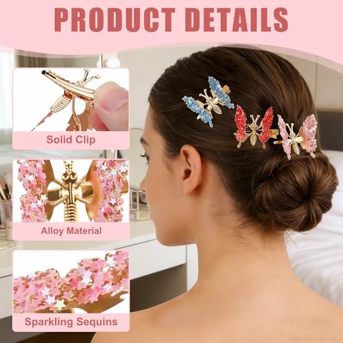 Pinzas para cabello mariposa metálicas doradas 12 pzas miniatura 3