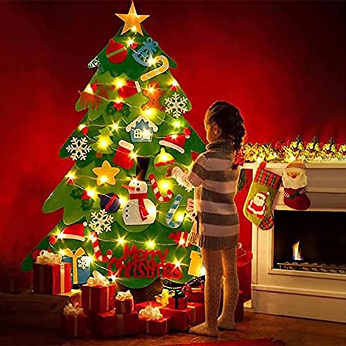NEARAY Árvore de Natal de feltro DIY - Árvore de Natal de feltro com String Light LED | Árvore de Na