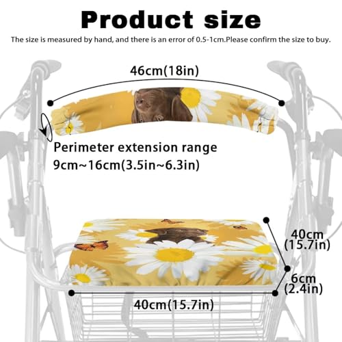 Image of Daisy & Dog Universal Walker Seat Covers, Soft Rollator Seat and Backrest Covers, Adjustable Accessories for Seniors Women Men