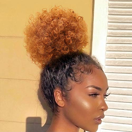K&G HAIR Synthetic Afro Puff Hair Ponytail Short Cute Drawstring Ponytail Hairpiece African American Kinky Curly Warp Drawstring Puff Ponytail Bun Extensions(30#)