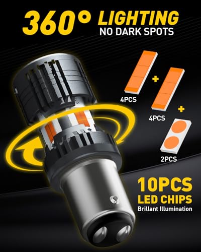 Image of AUXITO CANBUS 1157 LED Bulbs Amber Yellow with Built-in Resistor 2057 2357 7528 BAY15D P21 /5W Anti Hyper Flash Error Free Front Rear Turn Signal Lights Blinker Marker DRL Parking Lights, Pack of 2