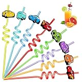 8 Stück Car Strohhalm Kinder, Strohhalme Wiederverwendbar Rennwagen, Lockige Party Trinkhalme, Rennen Thematische Strohhalme,Trinkhalme für Kindergeburtstagsparty Dekoration,Mitgebsel Kindergeburtstag