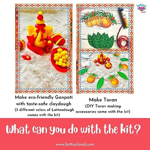 Image of Lattooland DIY Ganesha Kit | Make ecofriendly Clay Dough Ganpati, Rangoli, Toran Making Activity, Stamping Activity | Toy Gift for Kids Boys Girls 3 4 5 6