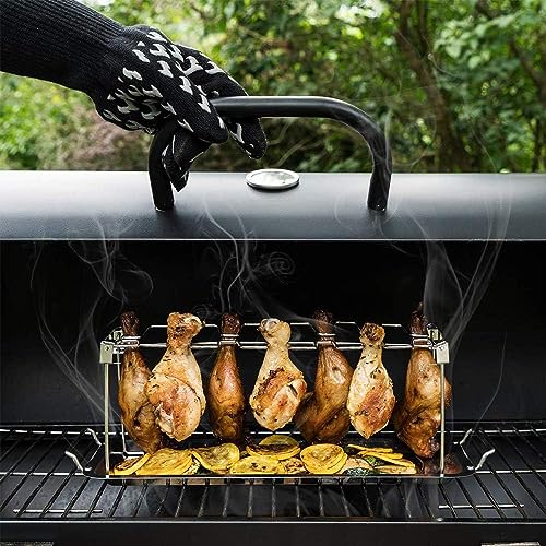 XFLYP Chicken Roaster Rack, Vertical Roaster Holder with Drip Pan ...