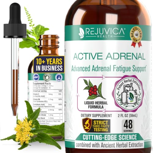Rejuvica Health Active Adrenal - Advanced Adrenal Support Tincture - Liquid Delivery for Better Absorption - Ashwagandha, B-Vitamins, Magnesium and More