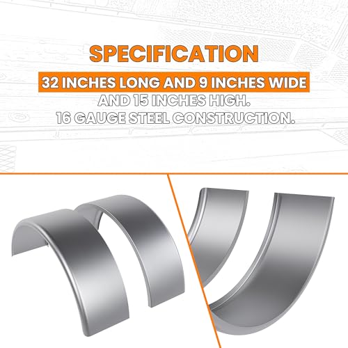 HECASA Single Axle Trailer Fenders W/Fender Backs Fits 14" to 16" Wheels - 32" x 9" x 15" Replacement for Car Hauler Trailer Cargo Trailer Utility Trailer Landscape Trailer Steel Round (2Pcs)