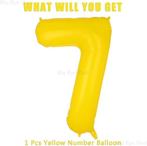 Miniatura 3 de Globos de aluminio grandes de 40 pulgadas, color amarillo, número 7, helio, globo grande de Mylar para decoración de fiesta de cumpleaños de miel,