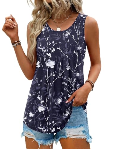 Zeagoo Sleeveless Tops for Women 2026 Trendy Scoop Neck Tank Tops Summer Outfits Beach Vacation Clothes