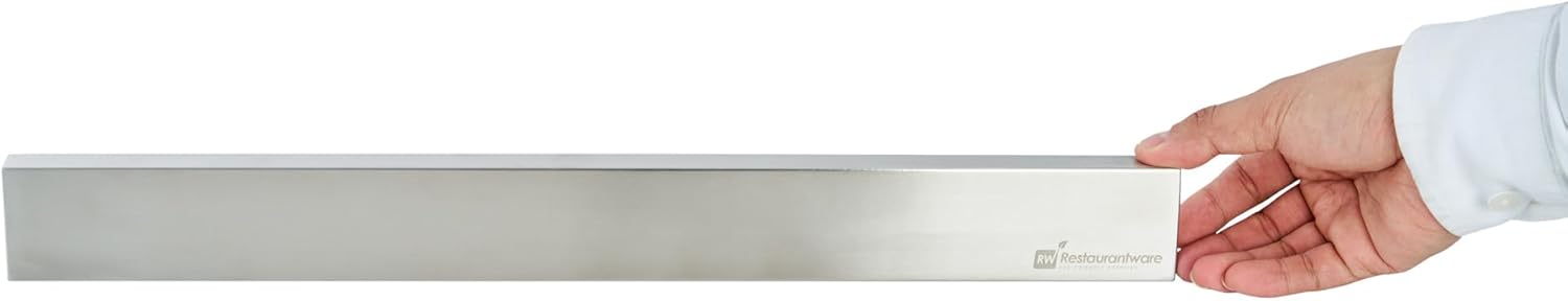 Restaurantware Met Lux 17.7 Inch Magnetic Knife Holder For Wall 1 Powerful Knife Magnetic Strip - Space-Saving Organizer Securely Hang Kitchen Utensils or Tools Stainless Steel Knife Hanger
