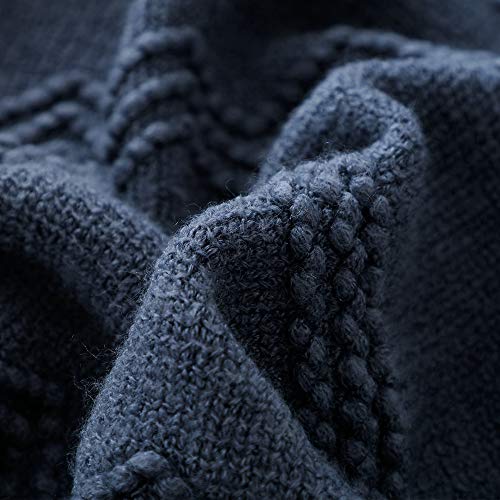 Bourina Throw Blanket Textured Solid Soft Sofa Throw Couch Cover Knitted Decorative Blanket, 60" X 80" Navy #TOP4