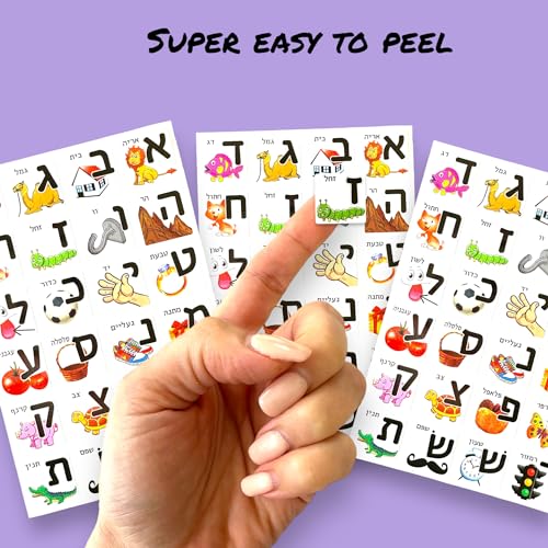 Joyful Artistry Adesivos de letras hebraicas 6/12 folhas com mais de 140/280 adesivos alef Bet para