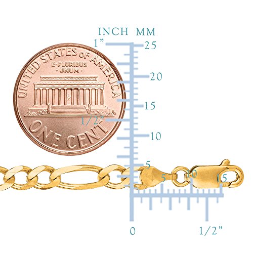 Jewelry Affairs 10K Yellow Real Solid Gold Figaro Chain Bracelet, 5.0Mm, 8" #TOP2