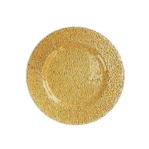 ChargeIt by Jay Glamour Glass Charger Plate, Gold 13 inch