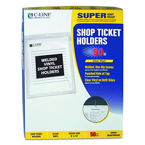C-Line Vinyl Shop Ticket Holders, Both Sides Clear, 9 X 12 Inches, 50 Per Box (80912) #TOP2