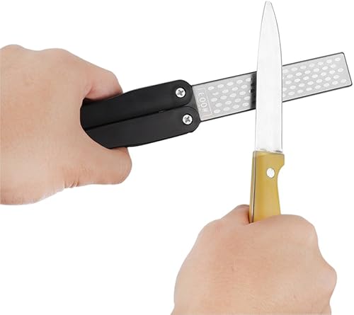 Miniatura 2 de Greatstar Afilador de cuchillos,Piedra de afilar cuchillos de bolsillo,400/600 Grit doble cara sector plegable afilador de cuchillos piedra para