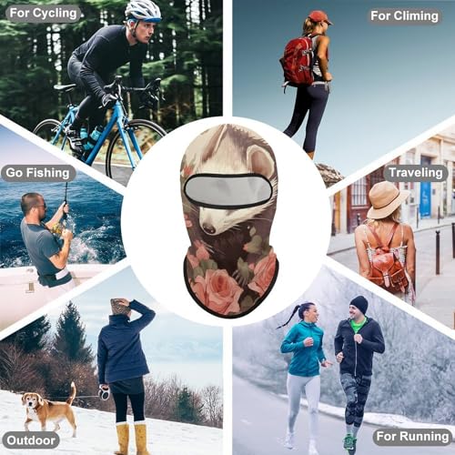 Balaclava para rostro de Opossum and Roses para hombre y mujer, máscara transpirable con protección solar para senderismo, ciclismo, carrera y conducción miniatura 6