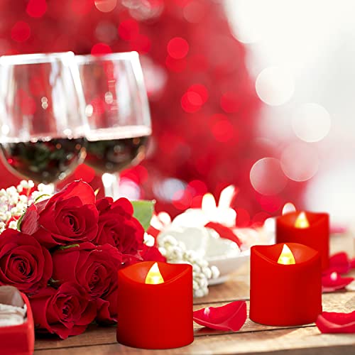Homemory Red Flameless Votive Candles, 1.6" X 1.5" Battery Operated Led Tea Lights, 24Pack Flickering Electric Fake Candles For Romantic Night Wedding Valentine's Day Anniversary #TOP2