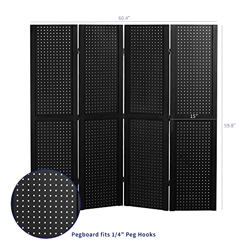 image for VIVO Rustic Wood Freestanding 60 x 60 inch Pegboard Panel, Office Divi