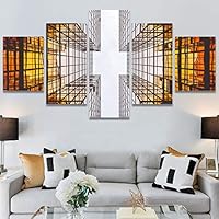 SIGNWIN 5 Panel Canvas Wall Art Modern Art Shapely Patterns Windows for Home Decorations Ready to Hang - 60