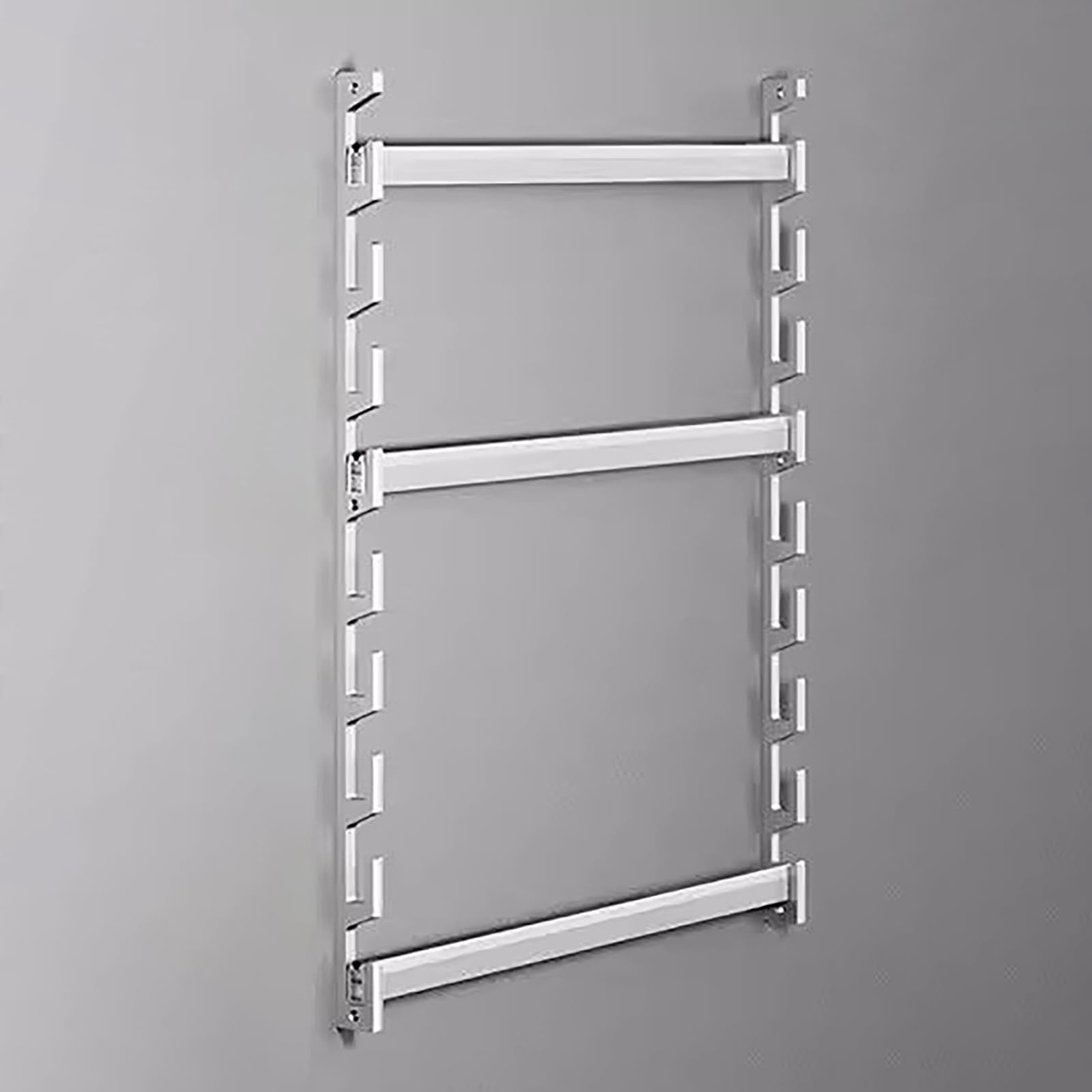 Bastone Armadio Appendiabiti Supporto per Asta Appendiabiti in Argento, Asta Appendiabiti Regolabile in Altezza per Bagno, Tubi Appendiabiti in Alluminio con(6 Slots,85cm(33.4in))